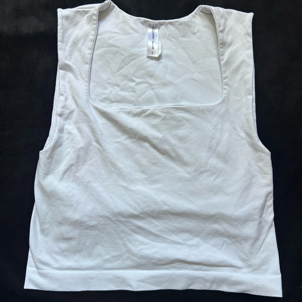 White Sleeveless Women's Top with Built in Bra